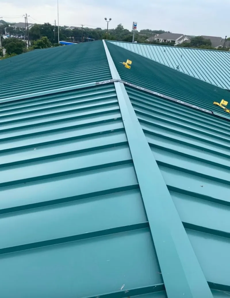 Green commercial metal roof ridge and valley for Metal Roof Repair in Kingfisher